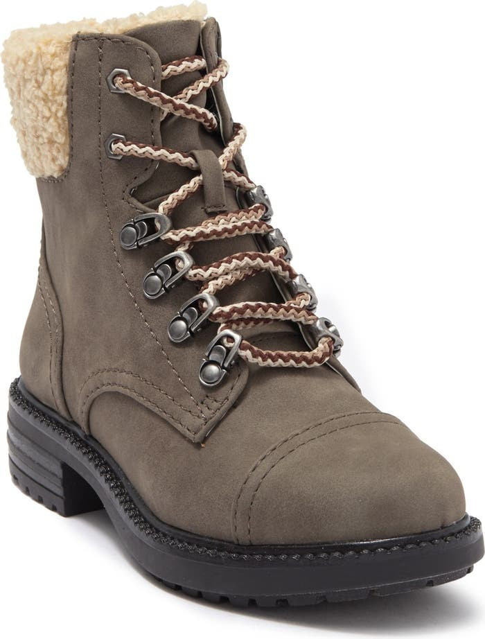 Faux Shearling Block Heel Combat Boot | Nordstrom Rack