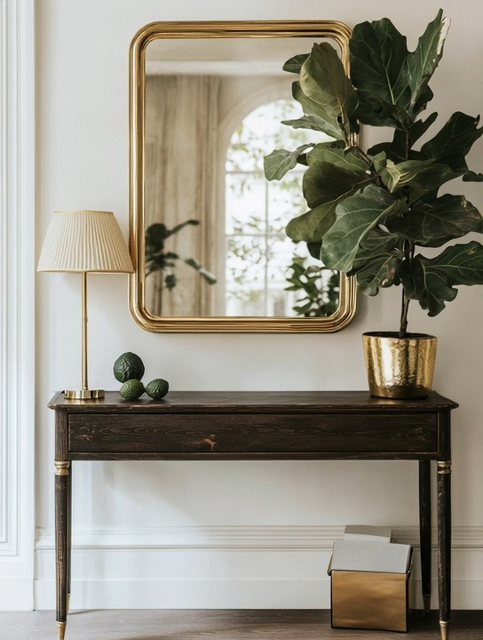Create a simple, refined console table look that works beautifully at the entryway or along any empty wall. Dark wood grounds the space with richness and warmth, while subtle gold accents add a quiet touch of elegance without overwhelming the design. The balance feels intentional, timeless, and easy to live with.

Finish the setup with just the right amount of greenery to soften the lines and bring life into the space. A sculptural mirror or lamp completes the look, turning a simple console into a polished moment that feels welcoming, elevated, and effortlessly styled.

#consoletabledecor #entrywayinspo #eleganthomedecor 

 #LTKHome