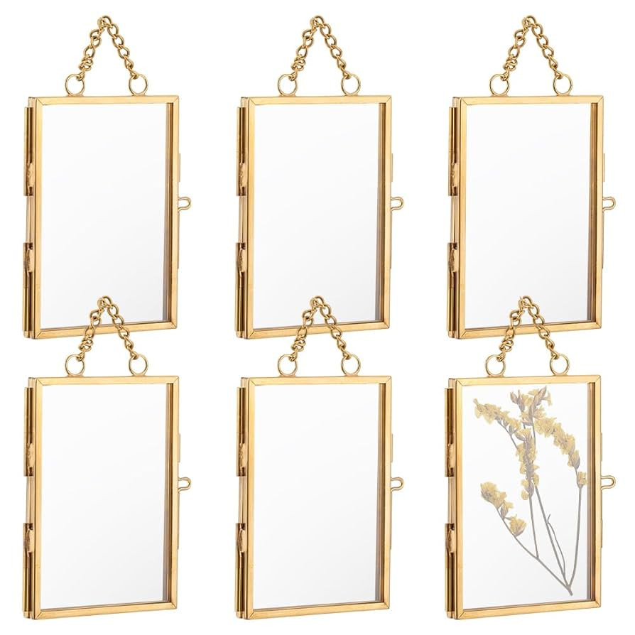 OLYCRAFT 6Pcs Wall Hanging Mini Photo Frames 3.7x2.4 inch Double Glass Picture Frame with Chain B... | Amazon (US)
