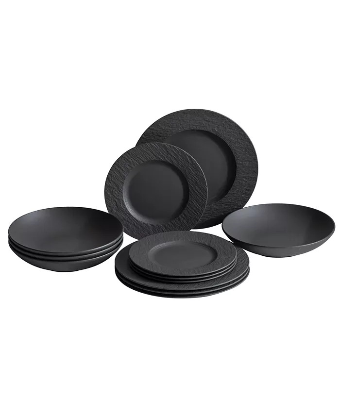 Villeroy & Boch Manufacture Rock 12-Pc. Dinnerware Set - Macy's | Macys (US)