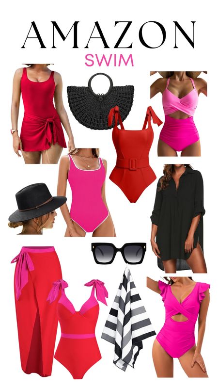 Amazon swim finds, pink swimsuit, red swimsuit, beachwear

#LTKSeasonal #LTKswim #LTKstyletip