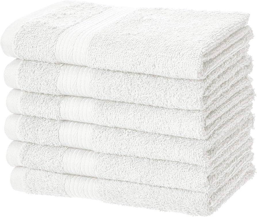 Amazon Basics 6 Piece hand towels for bathroom, Fade Resistant 100% Cotton Hand Towels, soft abso... | Amazon (US)