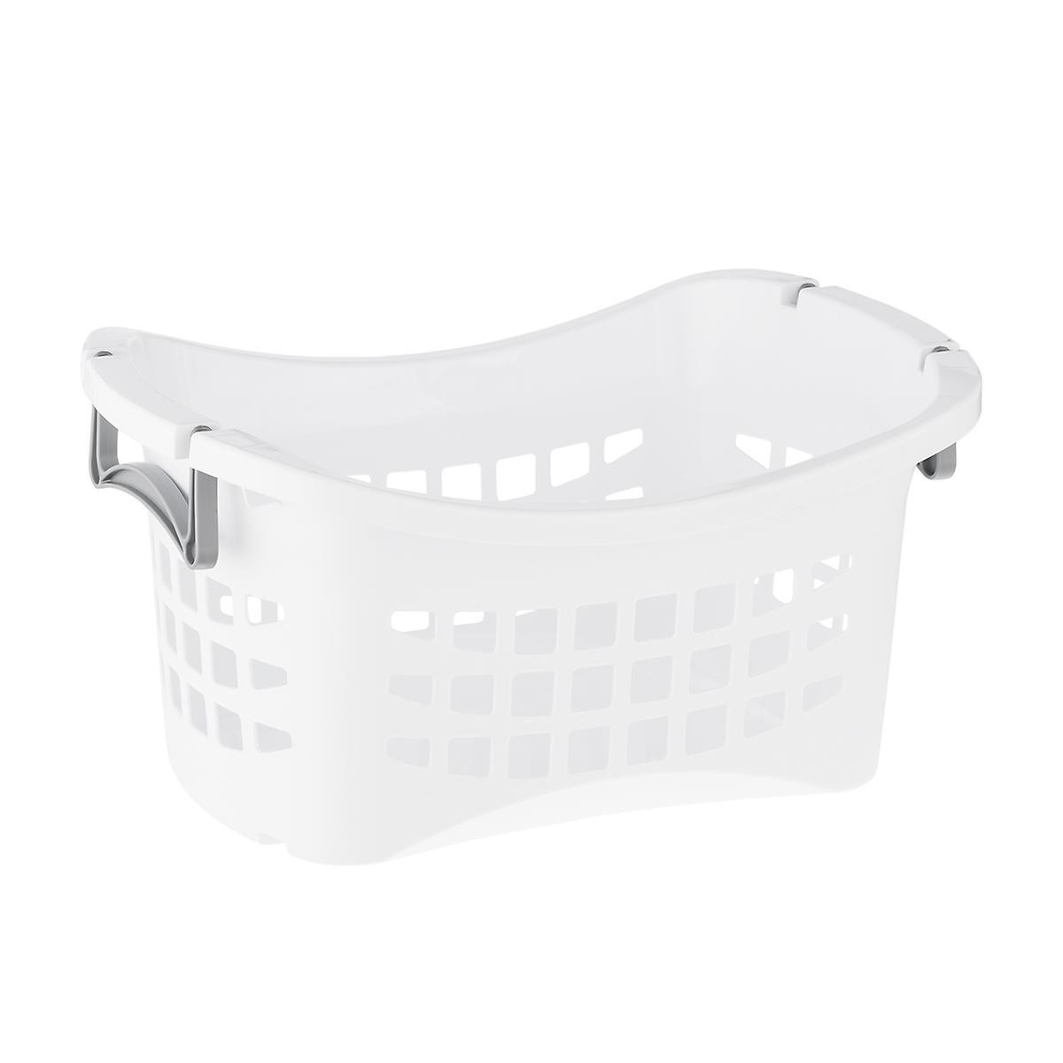 White Stackable Laundry Basket with Grey Handles | The Container Store