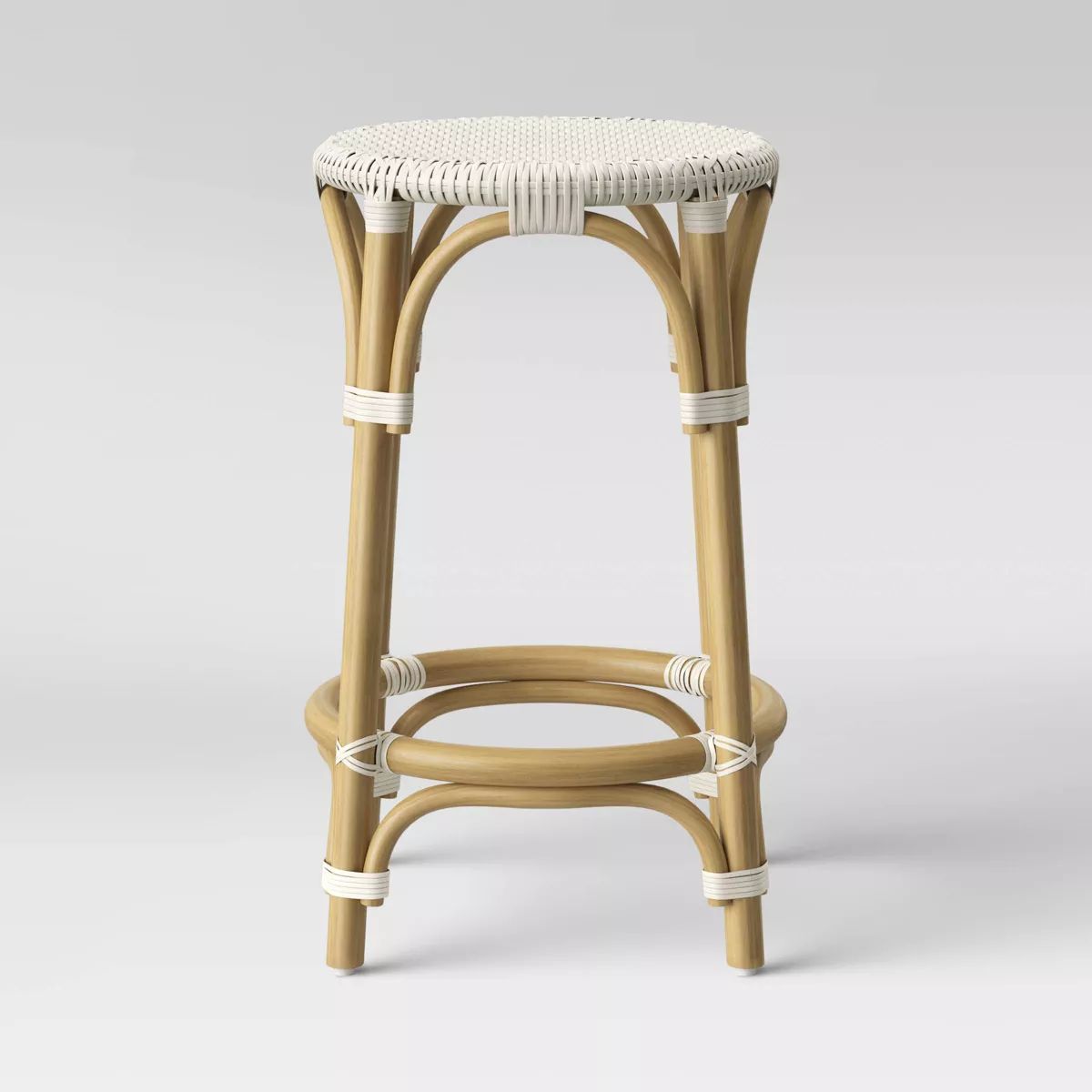 Perry Rattan Backless Woven Counter Height Barstool Cream - Threshold™ | Target