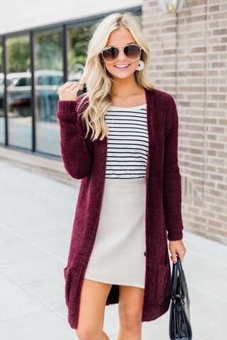 Wrap Me Up In Love Wine Cardigan | The Pink Lily Boutique