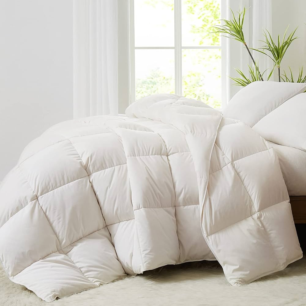 Amazon.com: Homemate Goose Feather Down Comforters Duvet Inserts Queen Size - White Duvet Comfort... | Amazon (US)