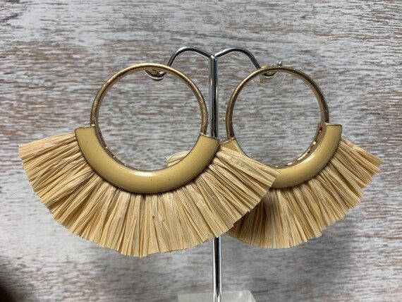 Raffia Earrings, Fan Earrings, Statement Earrings, Post Earrings | Etsy (US)