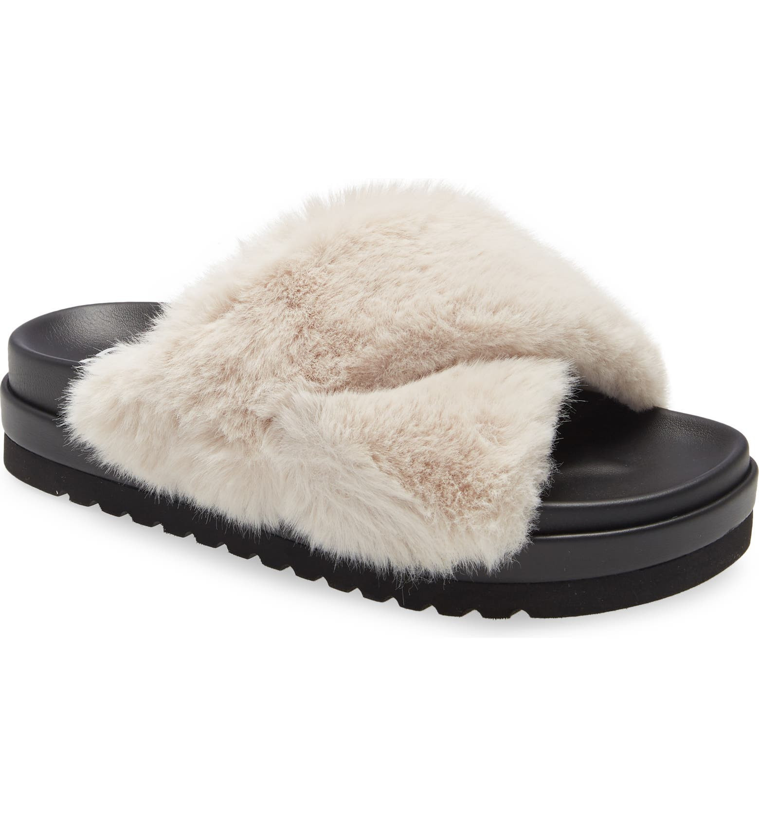 Zoe Cross Band Faux Fur Slide Sandal | Nordstrom