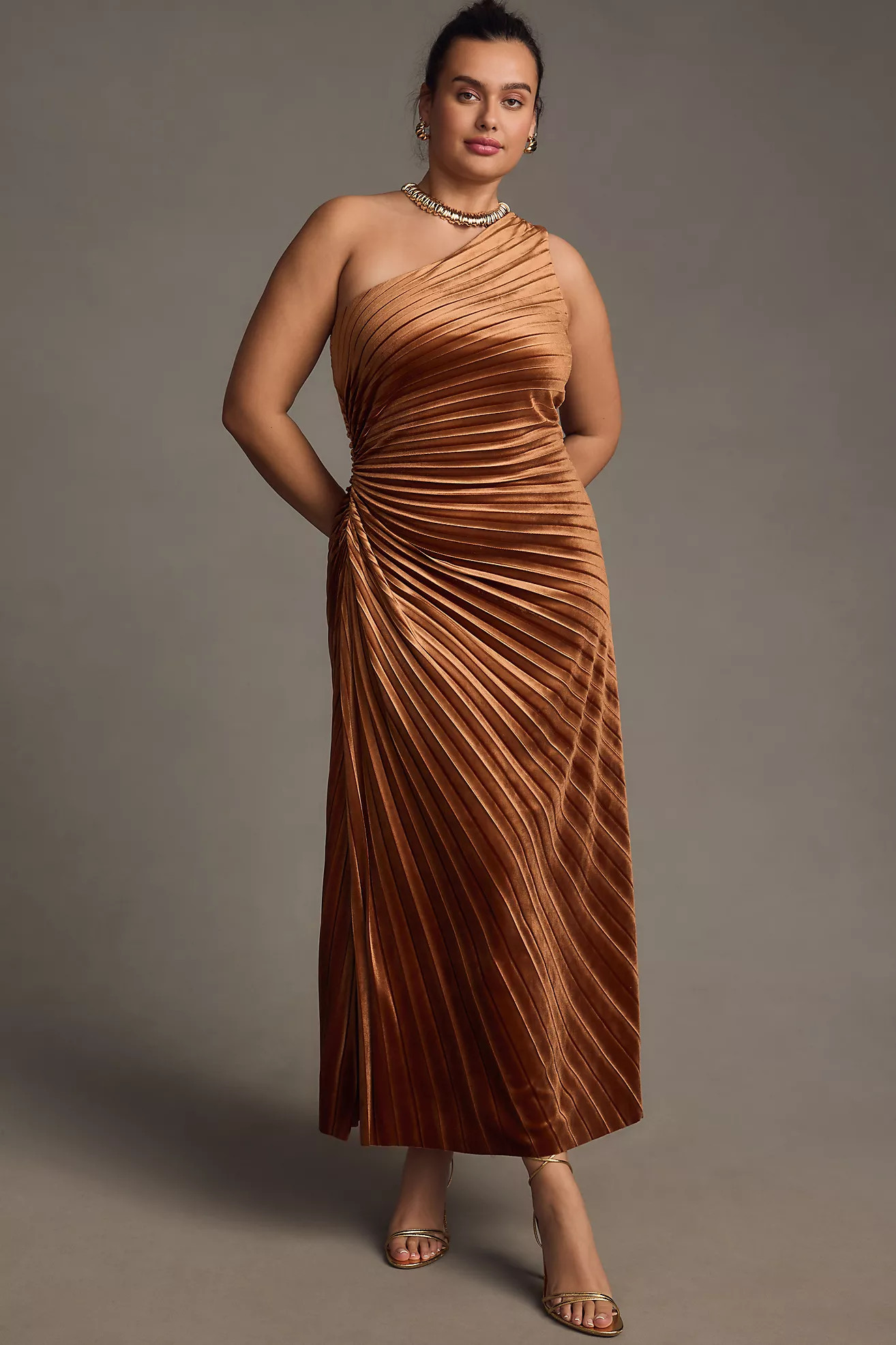 Delfi Collective Pleated One-Shoulder Sheath Dress | Anthropologie (US)