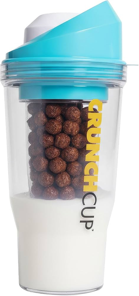 CRUNCHCUP XL Blue - Portable Plastic Cereal Cup for Breakfast On the Go, To Go Cereal and Milk Co... | Amazon (US)