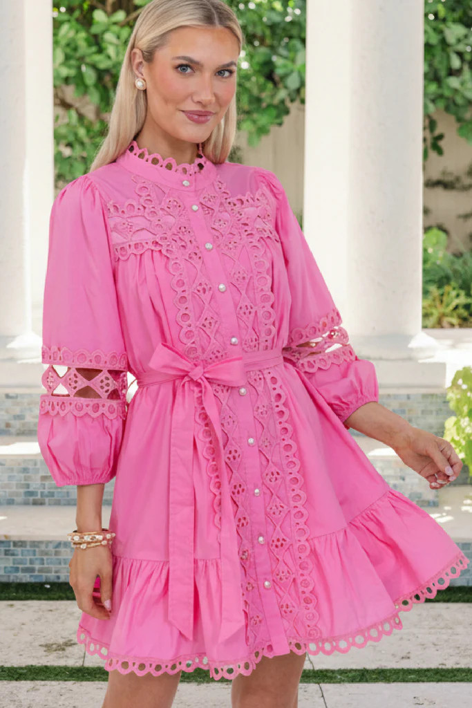 Sweet Gatherings Pink Crochet Dress | The Mint Julep Boutique