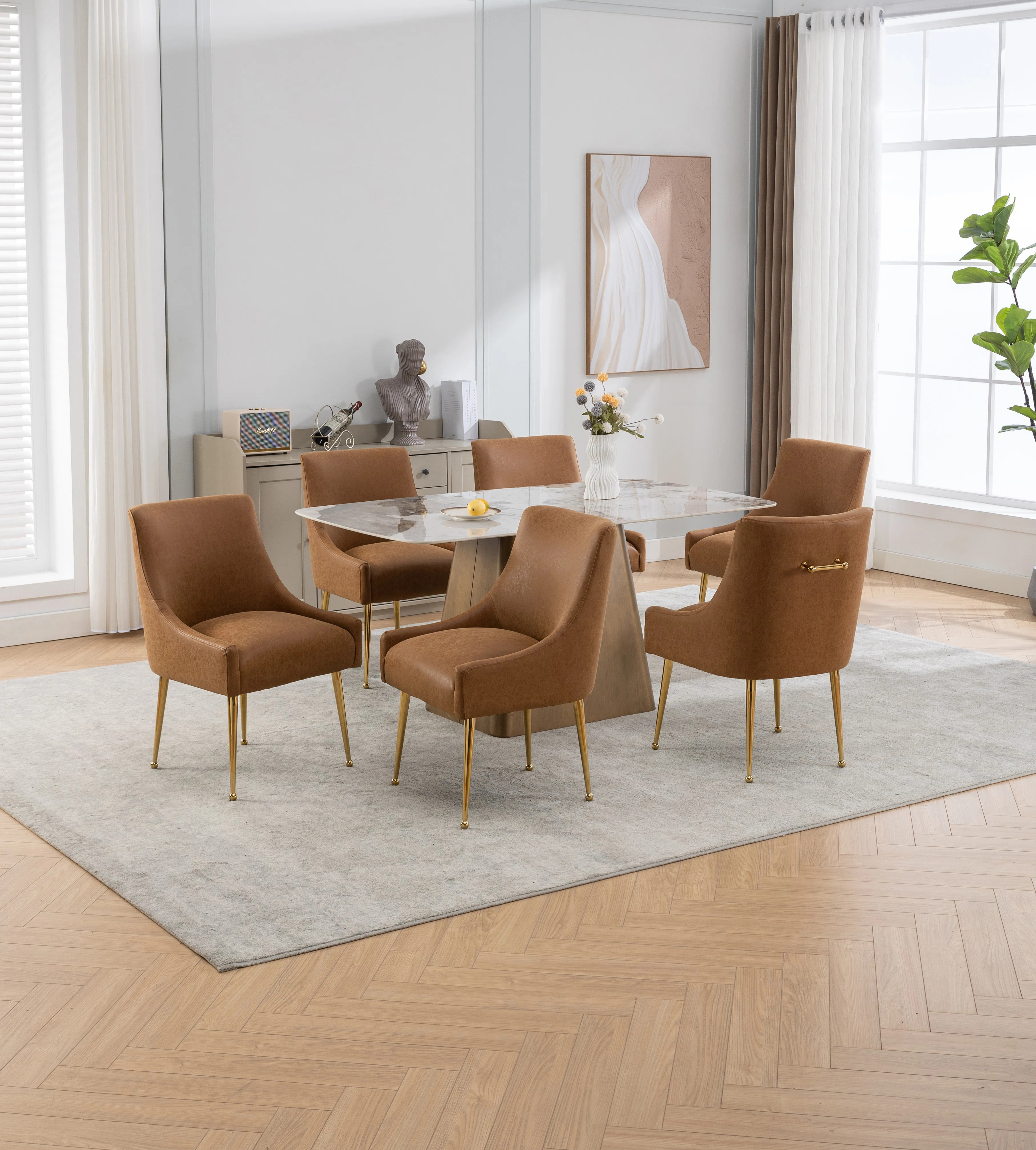 Zanthia 19.7'' H Faux Leather Upholstered Side Chair (Set of 6) | Wayfair North America
