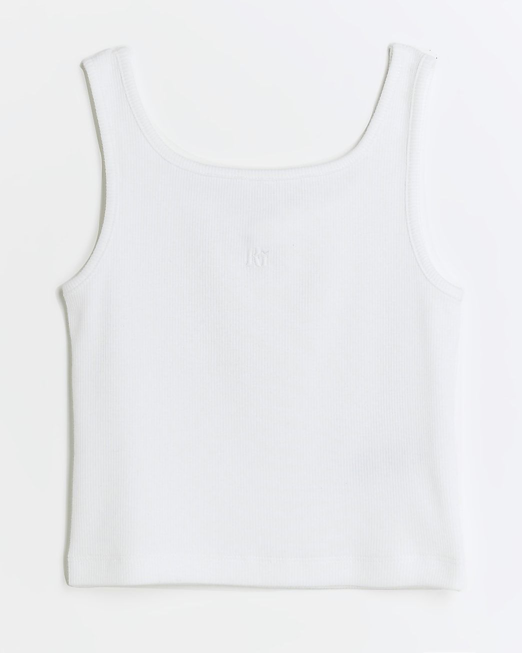 Girls white rib embroidered logo crop vest | River Island (UK & IE)