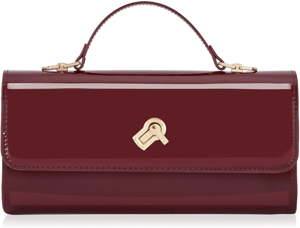 BRYCTSISEN Women Metallic PU Evening Clutch Purse Shoulder Square Box Bag | Amazon (US)