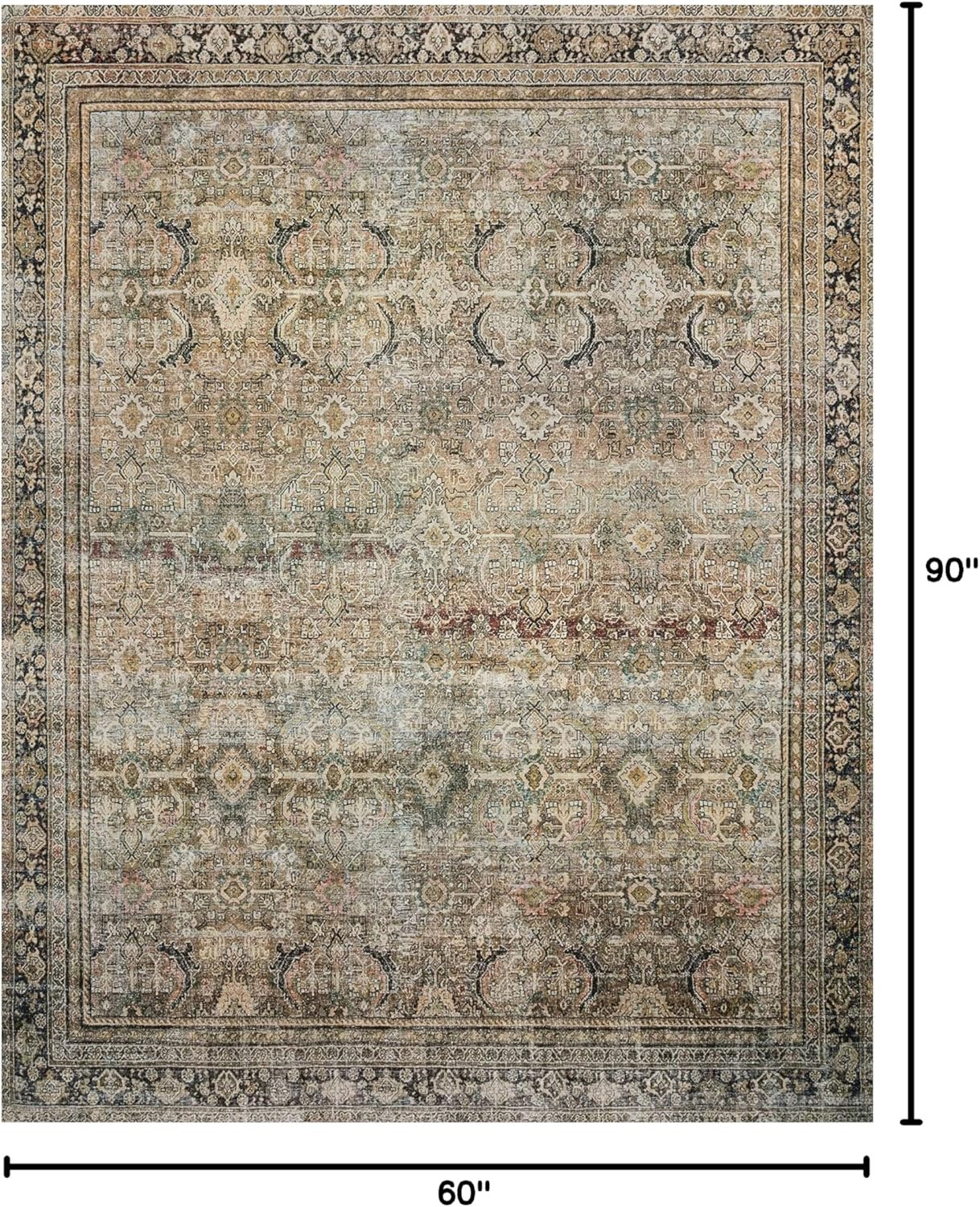 Loloi Layla Collection LAY-03 Olive/Charcoal 5'-0" x 7'-6" .13" Thick Area Rug, Soft, Durable, Vi... | Amazon (US)