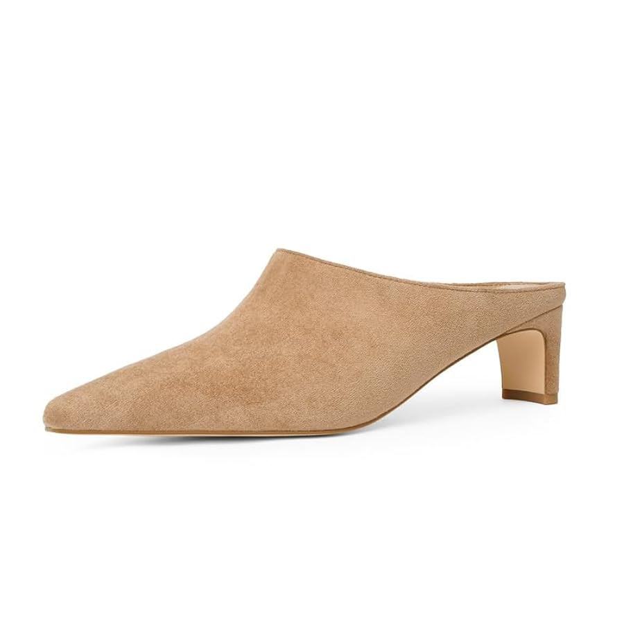 Women's Mule Heels Square Toe Low Chunky Blade Heel Slide on Backless Pumps | Amazon (US)