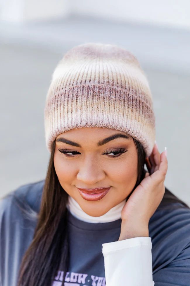 Gradient Of You Brown Ombre Beanie | Pink Lily