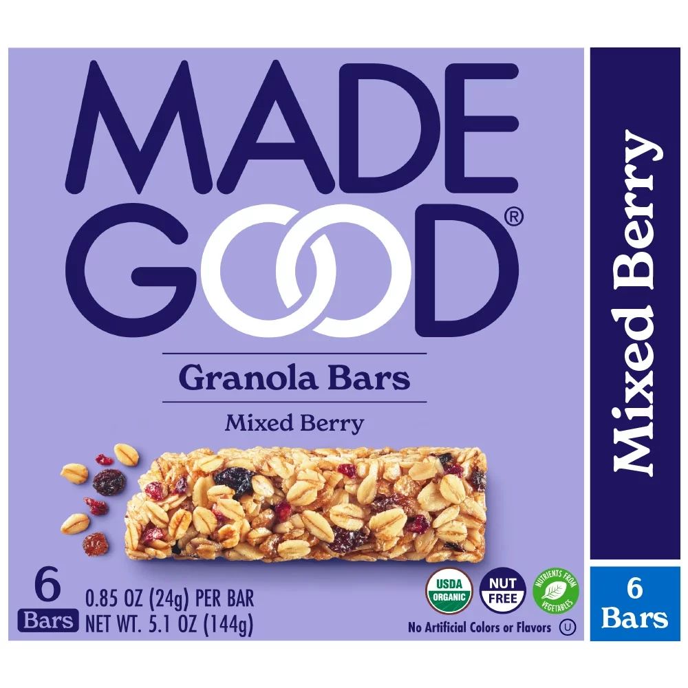 MadeGood Mixed Berry Granola Bars, 6 Healthy Snack Bars, 0.85 oz Each | Walmart (US)