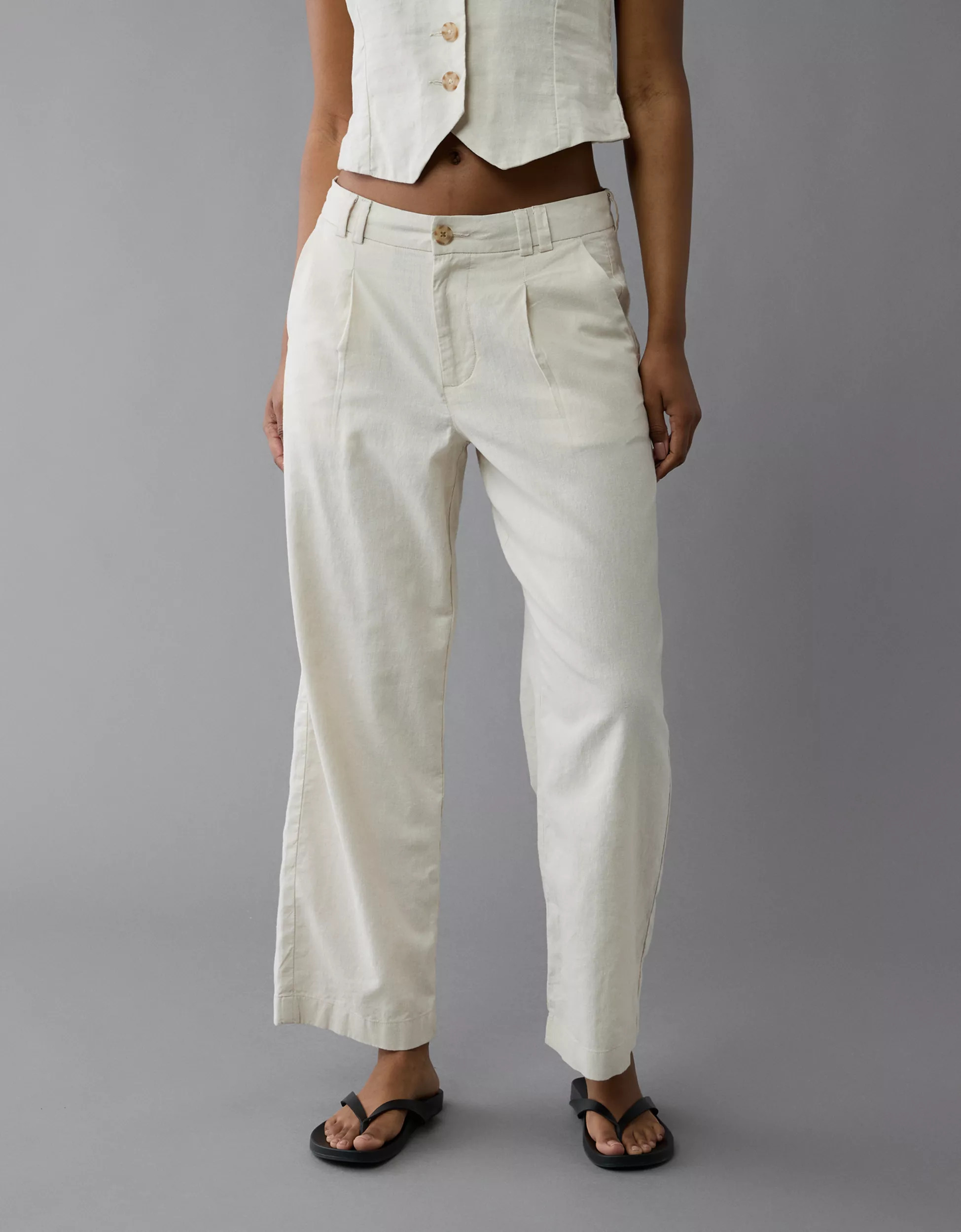 AE Linen-Blend Stovepipe Crop Trouser | American Eagle Outfitters (US & CA)