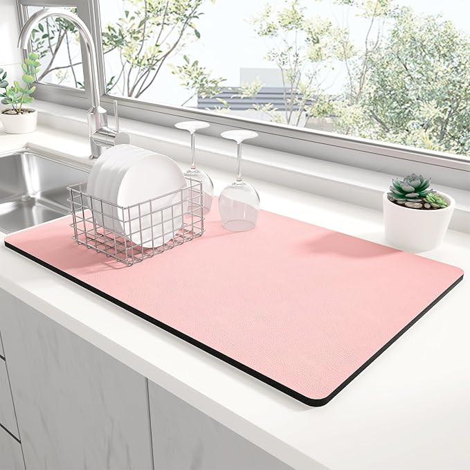 Rnivvi Dish Drying Mat for Kitchen Counter, XL 15 x 24" Super Absorbent Drainer Pad Easy Clean Di... | Amazon (US)