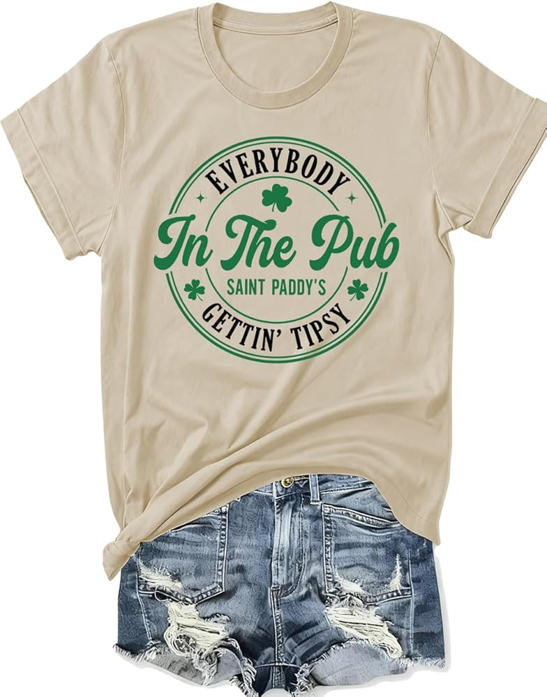 Everybody in The Pub Getting Tipsy T-Shirt Funny St Pattys Day Shirt Cute St Patrick's Day Tee fo... | Amazon (US)