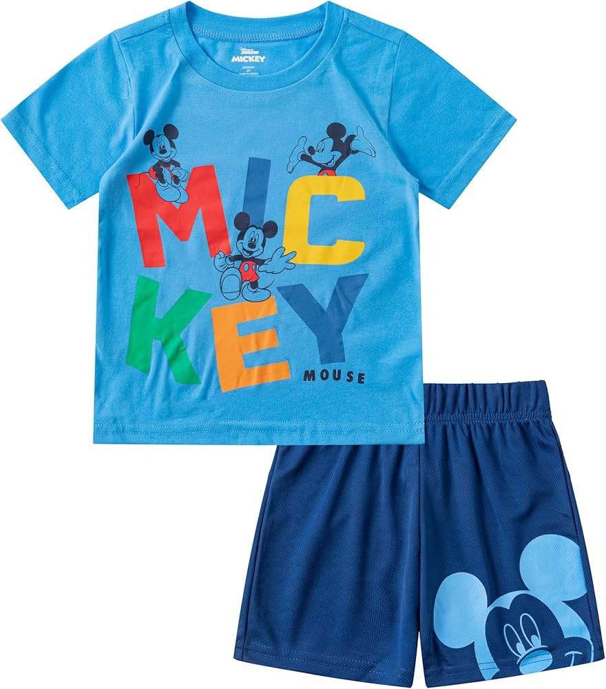 Disney Mickey Mouse Boys Short Sleeve T-Shirt and Shorts 2 Piece Set for Toddlers and Big Kids | Amazon (US)