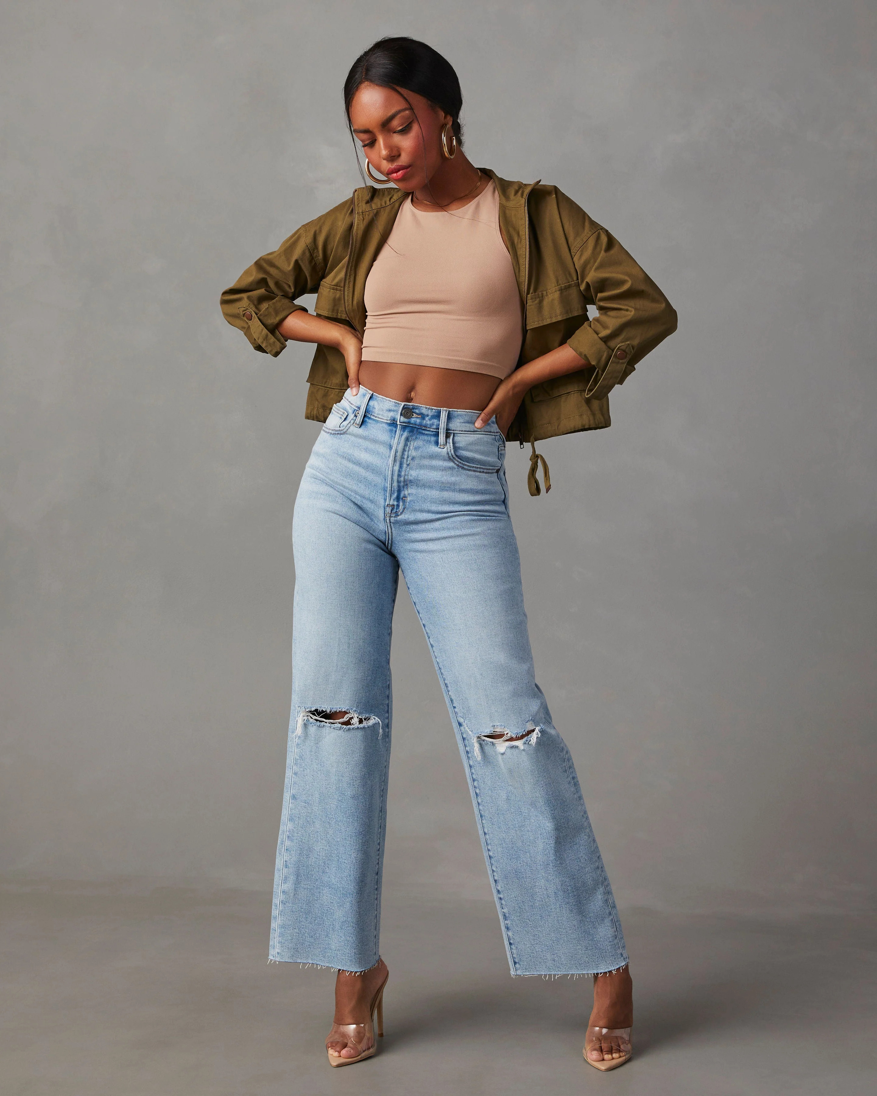 Alec High Rise Distressed Dad Jeans | VICI