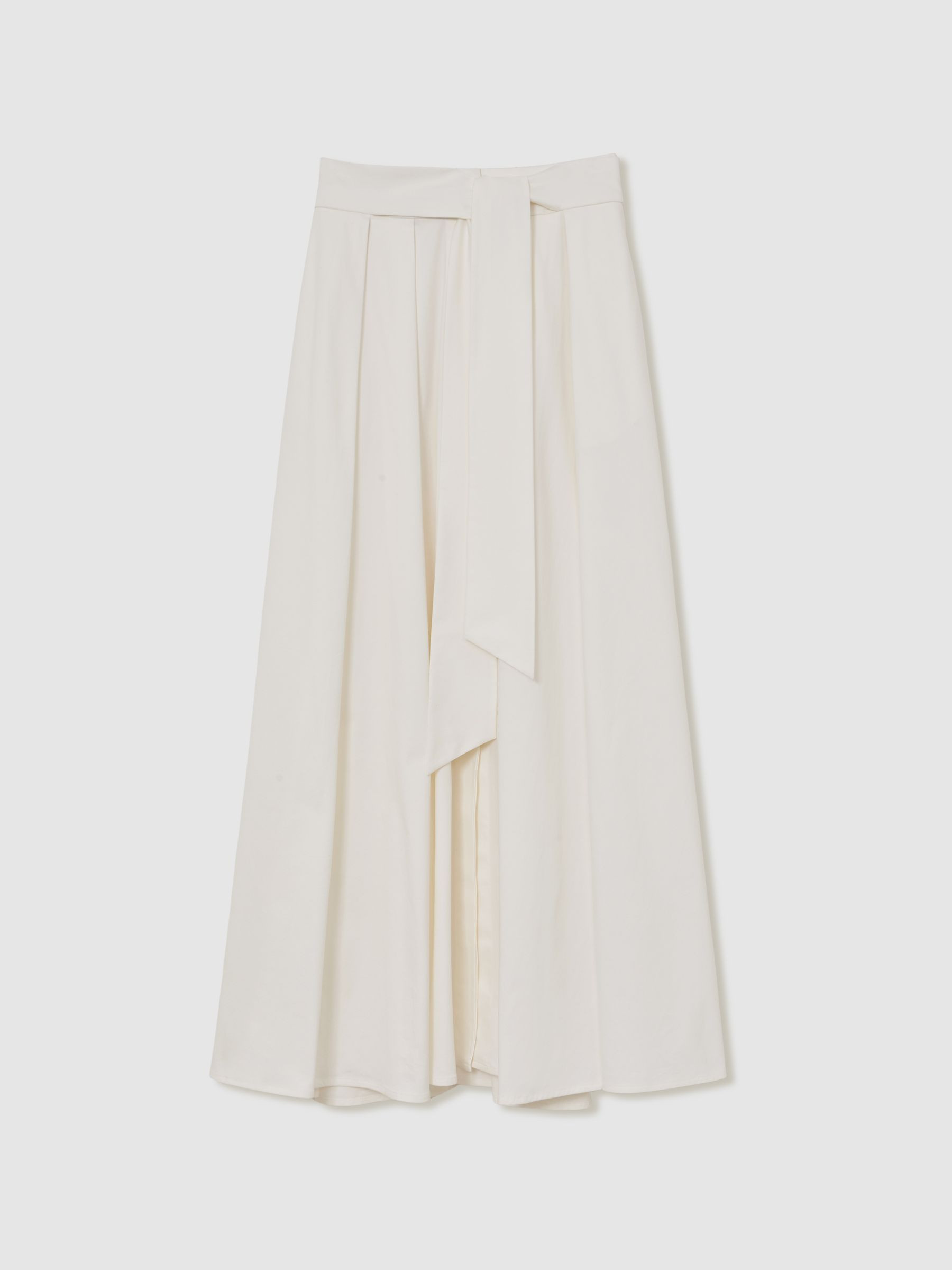 Reiss Cotton-Blend Pleated Maxi Skirt in Ivory - REISS | Reiss UK