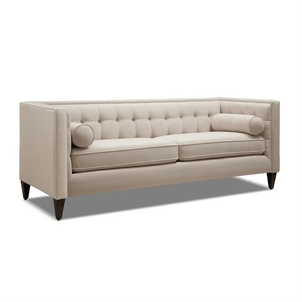 Maklaine Contemporary 84" Tufted Tuxedo Sofa Double Cushion in Sky Neutral | Walmart (US)