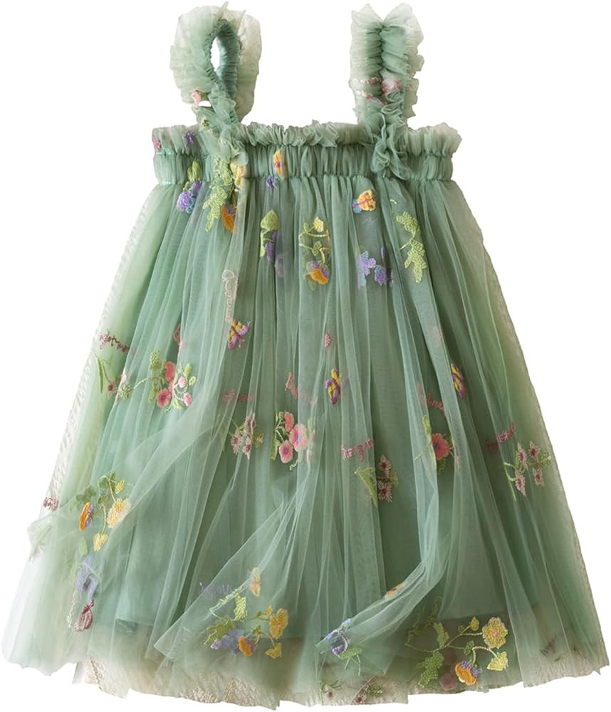 Nileafes Toddler Summer Dress Baby Girl Strap Floral A Line Dress Sleeveless Beach Butterfly Sund... | Amazon (US)