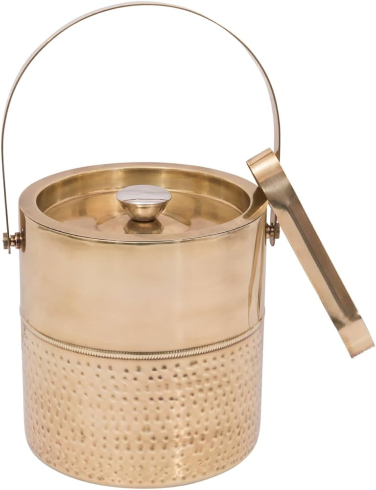 Bloomingville Stainless Steel Ice Bucket with Tongs, Metallic | Amazon (US)