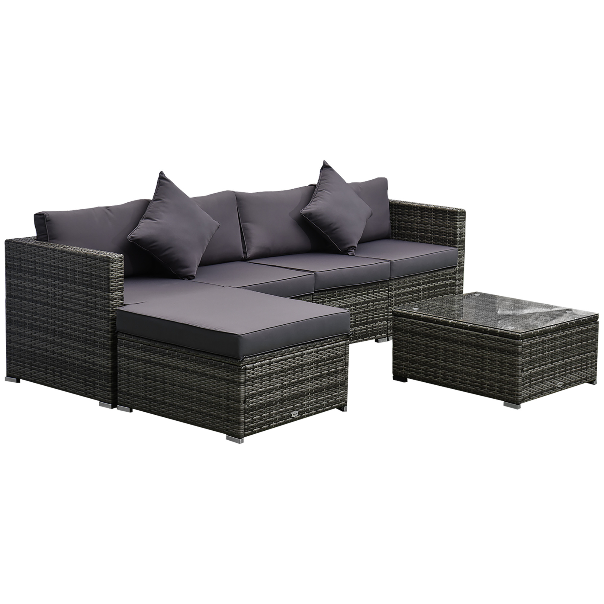 Outsunny 6-Piece Outdoor Patio Rattan Wicker Furniture Set w/ Cushion | Walmart (US)