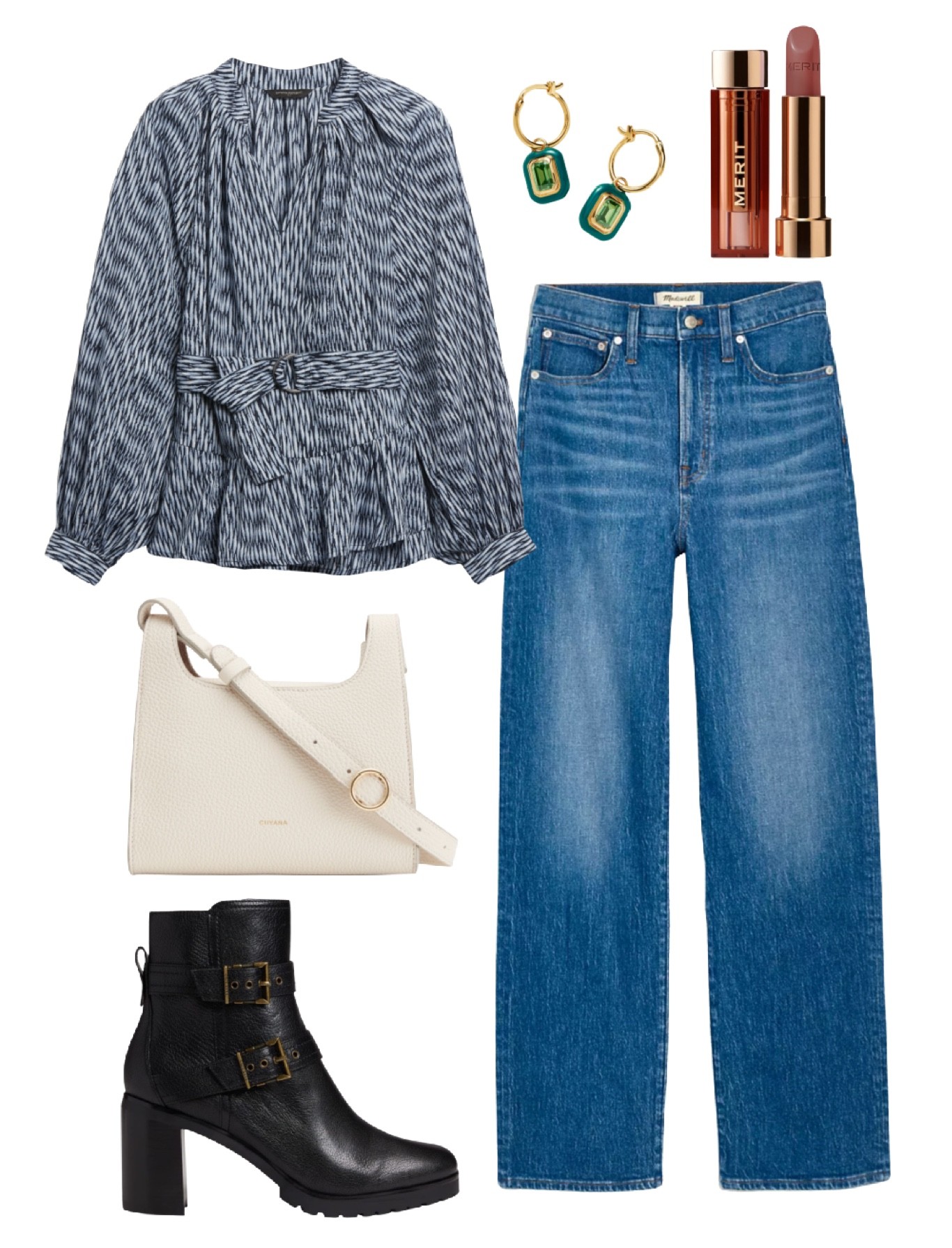 Pairing wide leg jeans with a flowing belted top helps balance the volume and gives a vintage modern spin to the denim trend. Mixing leather colors feels modern and helps transition to fall fashion while not being too heavy. 

#LTKSeasonal #LTKstyletip #LTKitbag