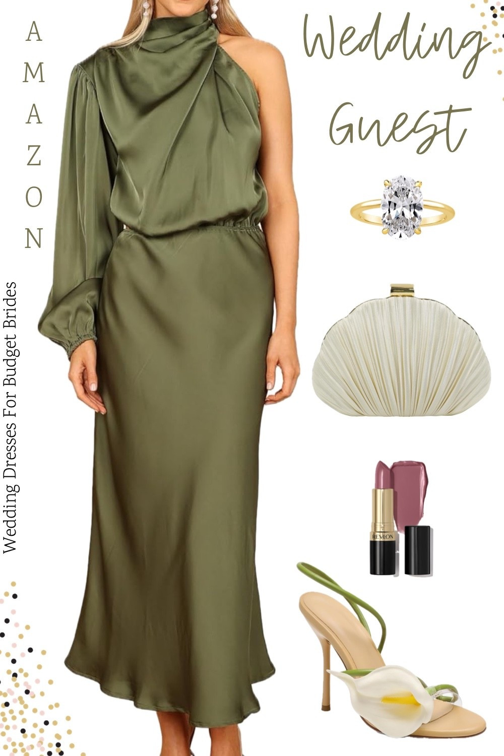Summer or early fall outfit idea for the wedding guest. Everything on Amazon. 

Cocktail dress, garden party outfit, outdoor wedding, dressy wedding guest outfit, special occasion dress, semi formal wedding guest dress, party dress, event dress, destination wedding, travel ring, green wedding guest dress.

#LTKWedding #LTKSeasonal
