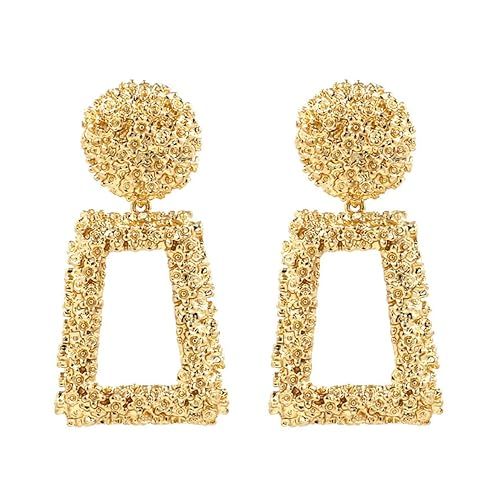 Golden/Silver Raised Design Statement Earrings Fashion Jewelry KELMALL COLLECTION | Amazon (US)