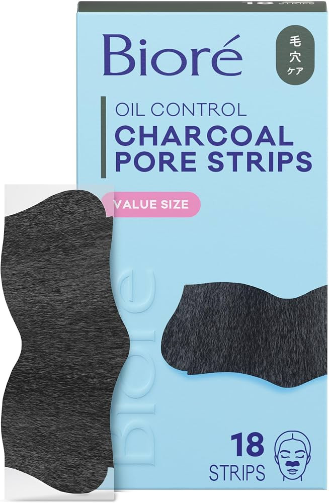 Biore Charcoal Deep Cleansing Nose Pore Strips, Blackhead Remover, 18 ct | Amazon (US)