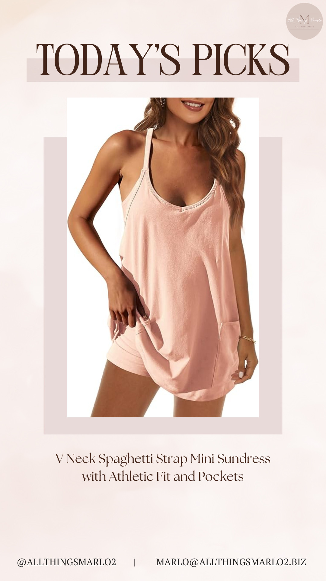 V Neck Spaghetti Strap Mini Sundress with Athletic Fit and Pockets 

 #LTKSeasonal #LTKWorkwear #LTKTravel