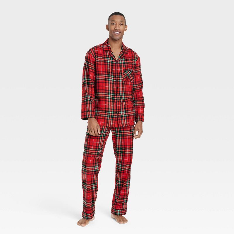 Men's Holiday Tartan Plaid Flannel Matching Family Pajama Set - Wondershop™ Red | Target