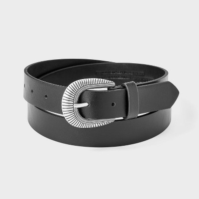 Embossed Stripe Detail Silver Buckle Belt - Universal Thread™ Black 3X/4X | Target