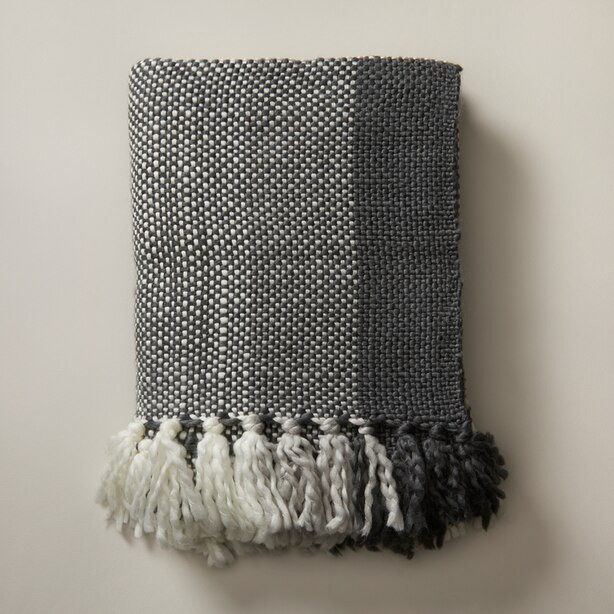 BASKET WEAVE THROW PLAID, STORM | Indigo (CA)