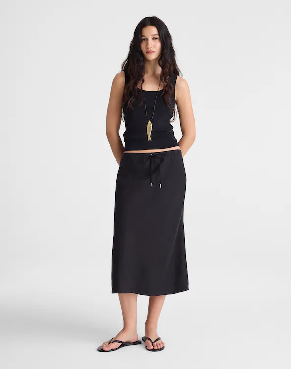 Drawstring Slip Skirt in 100% Linen | Madewell