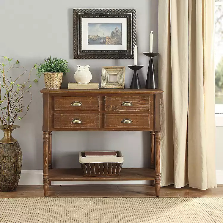 Rustic Wood 4-Drawer Console Table | Kirkland's Home
