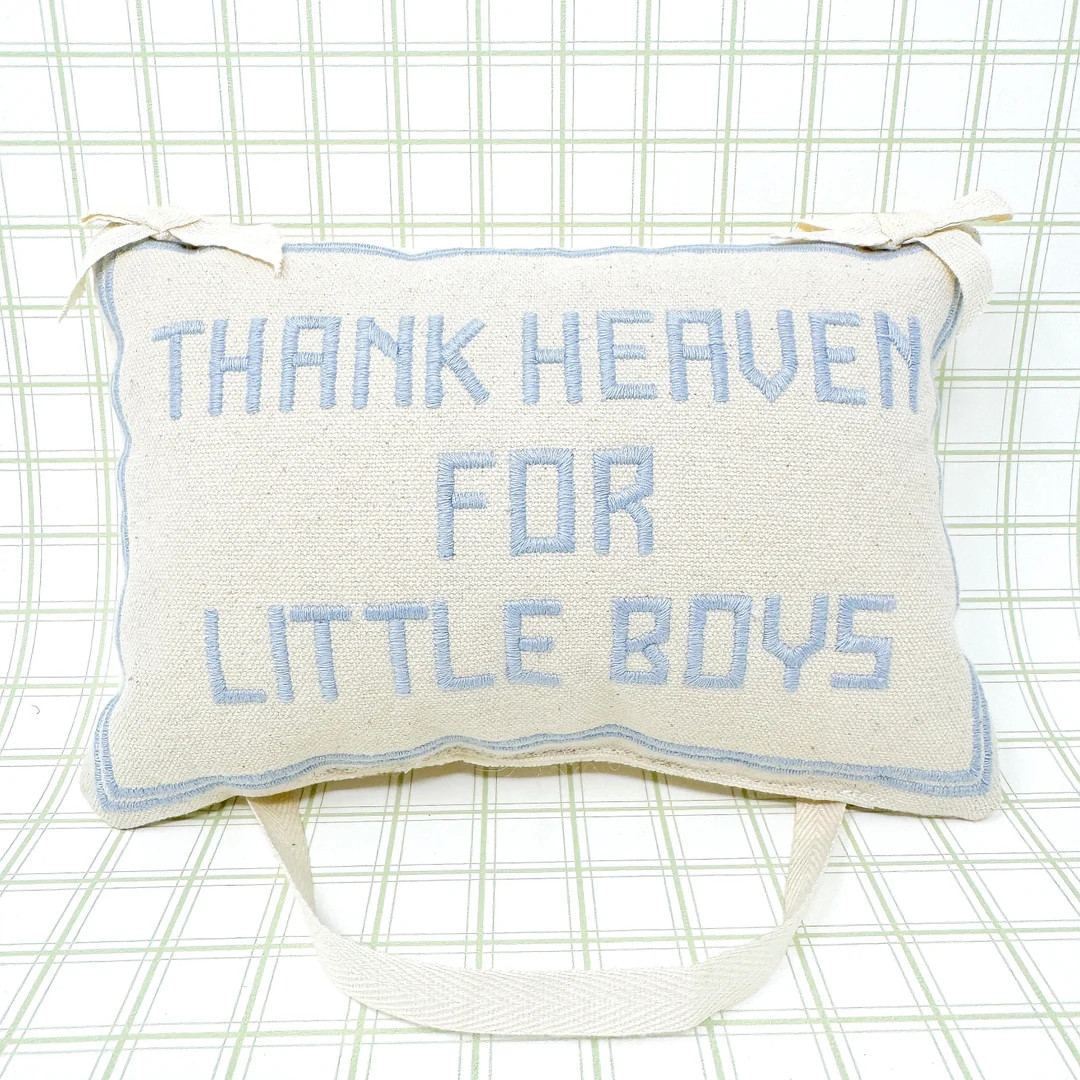 Thank Heaven for Little Boys Embroidered Door Hanger Pillow - Etsy | Etsy (US)
