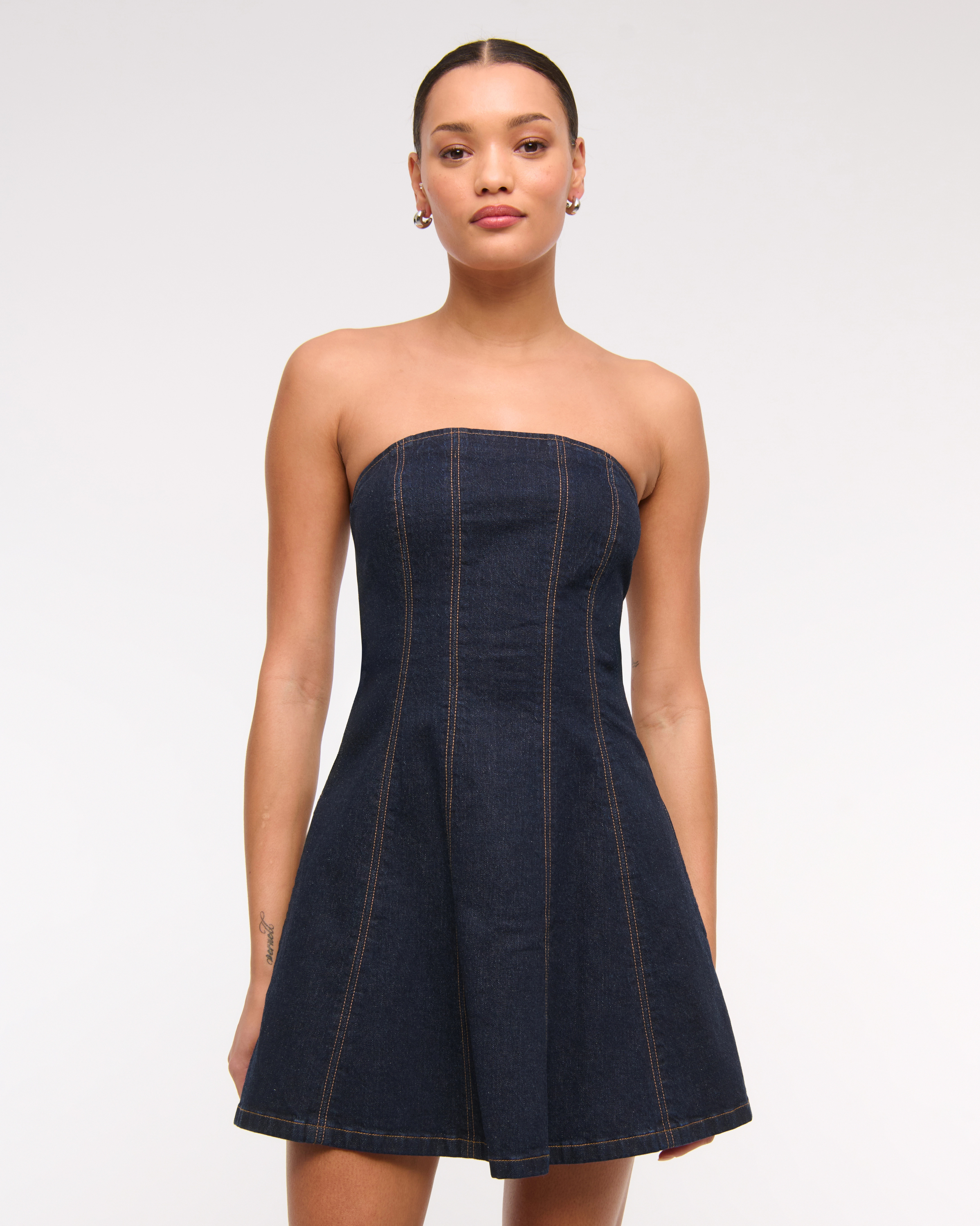 The A&F Mila Strapless Denim Mini Dress | Abercrombie & Fitch (US)