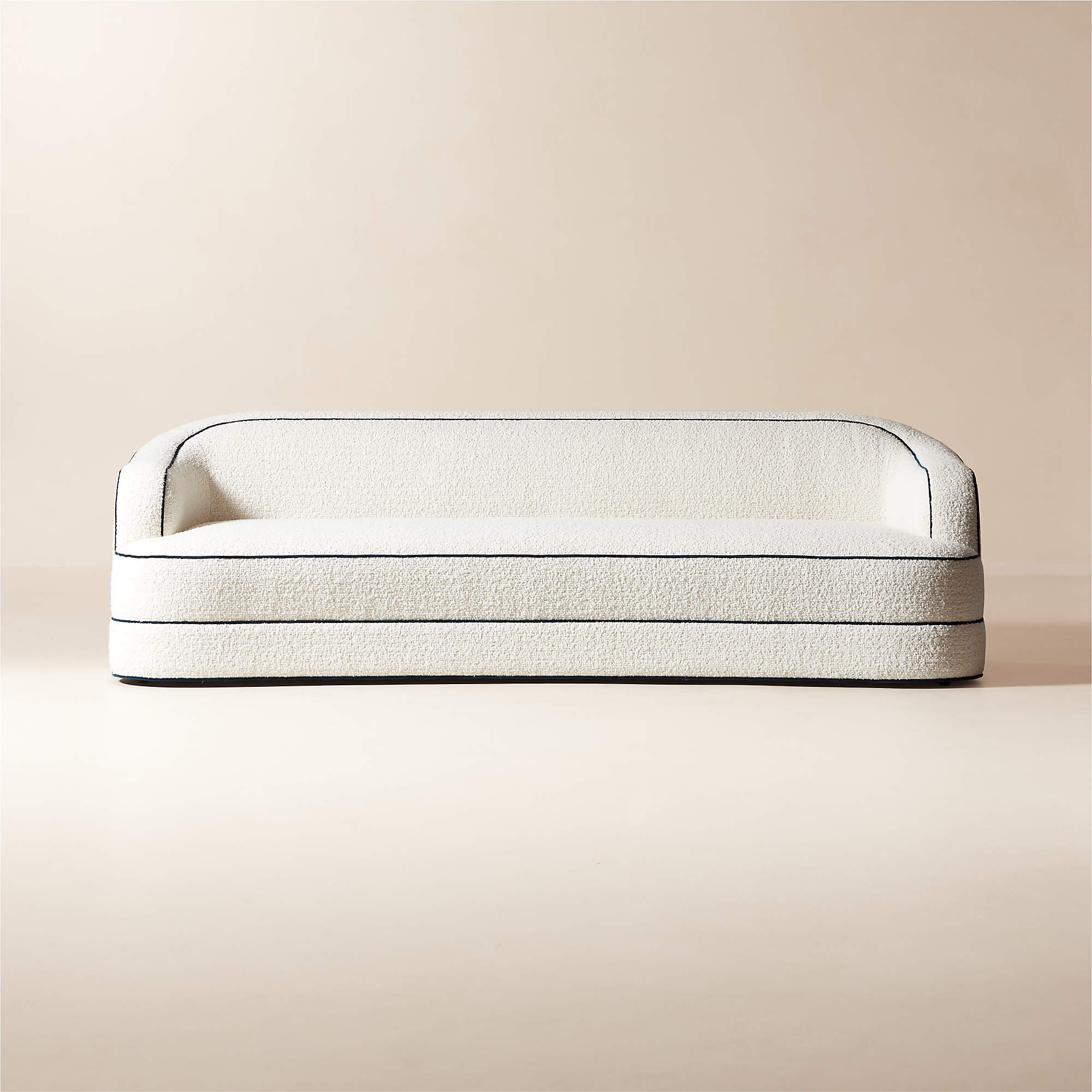 Mylene 97" Black and White Boucle Curved Sofa by goop | CB2 | CB2