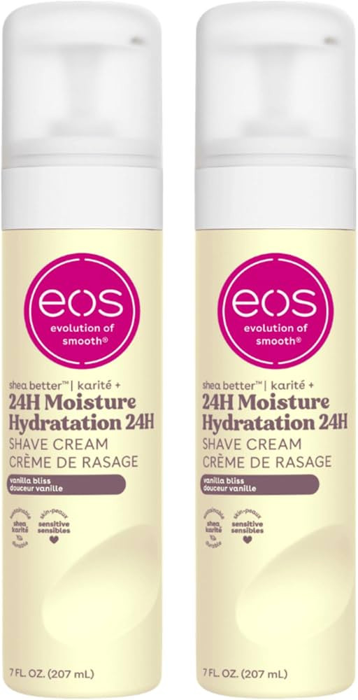 eos Shea Butter Shave Cream- Vanilla Bliss, 24H Moisture, 7 fl oz, 2 Pack | Amazon (US)
