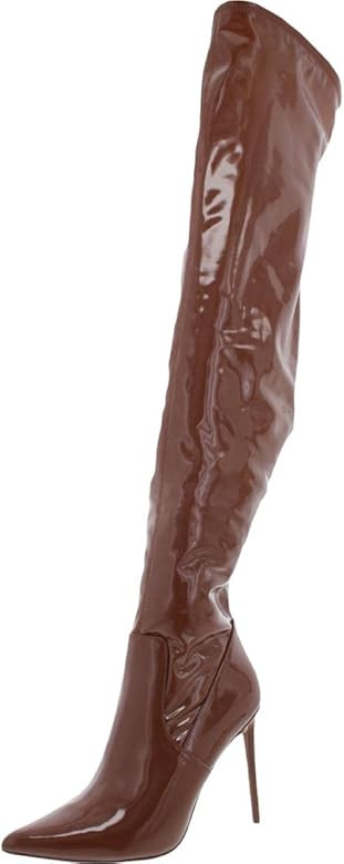 Amazon.com | Steve Madden Women's VIKTORY Fashion Boot, Cognac Patent, 6.5 | Over-the-Knee | Amazon (US)