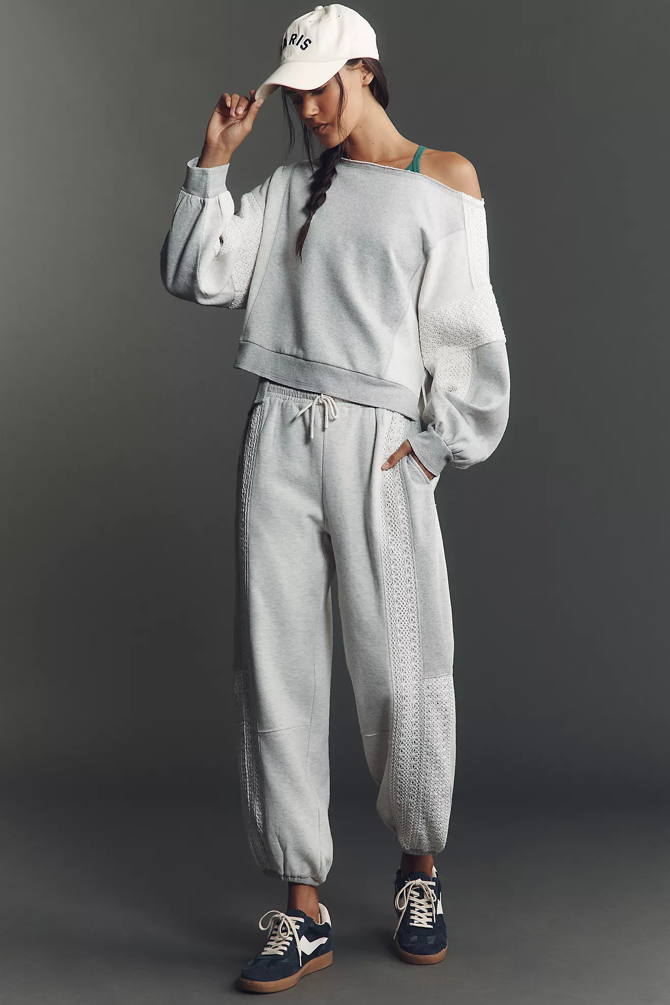 Daily Practice Crew-Neck Lace Panel Sweatshirt | Anthropologie (US)