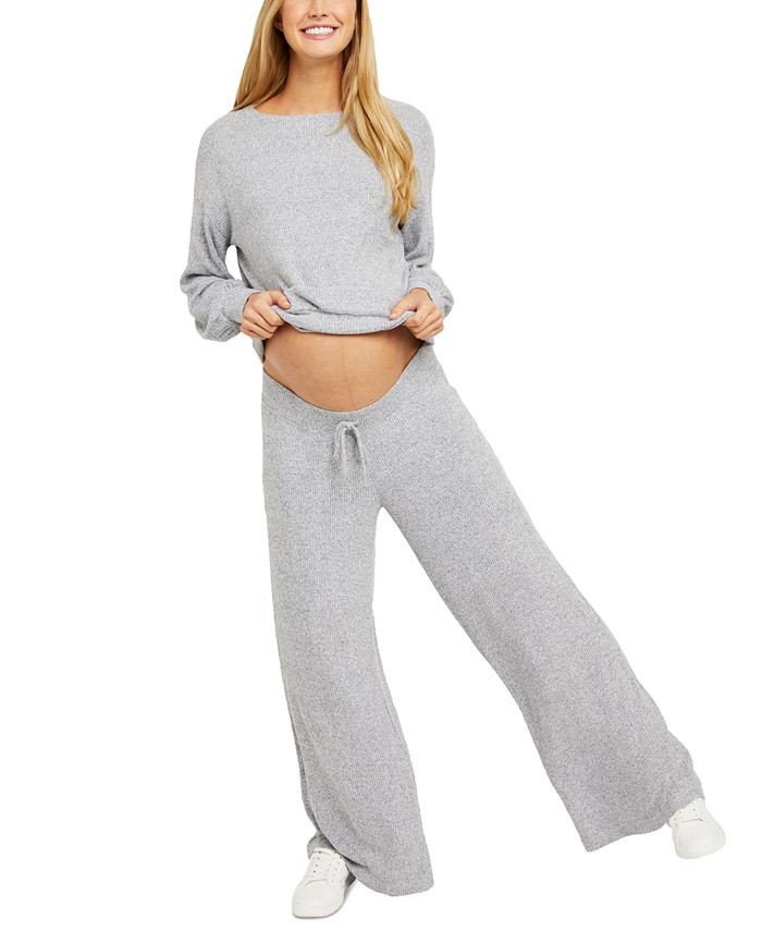 Motherhood Maternity Under Belly Hacci Wide-Leg Maternity Pants & Reviews - Maternity - Women - M... | Macys (US)
