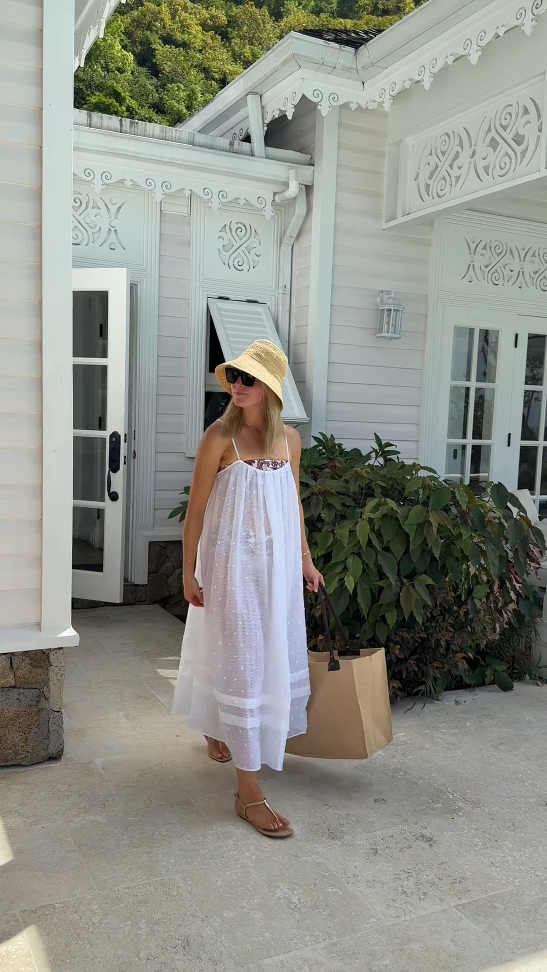 today’s swim look 
-small swim
-XS dress
-sandals tts 
**tote is from the resort 